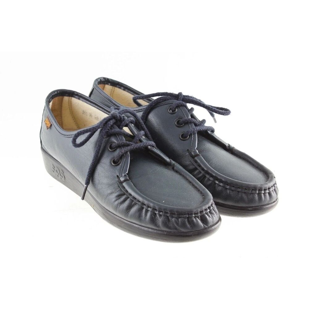 SAS Siesta Women's Black Leather Oxford Shoes, Size 5.5 M, Made in USA